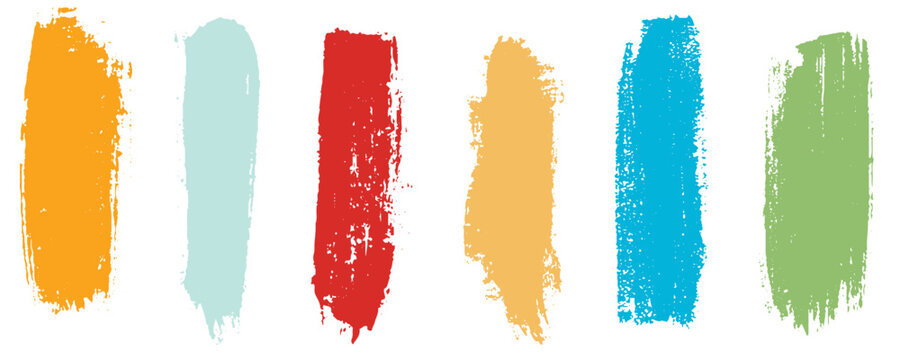 Set of brush strokes. Set of colorful watercolor brush strokes. Vector illustration.