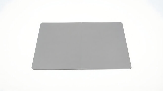 Foldable gray medical card for healthcare records. Blank patient information sheet with seamless crease design.