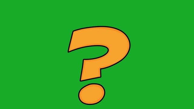 2D Hand Drawn Yellow Question Mark Confusion Animation Green Screen Overlay