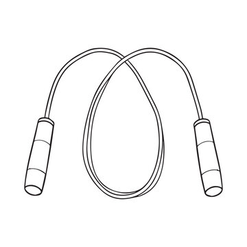 Black Line Art Skipping Jump Rope Vector Icon On White Background.