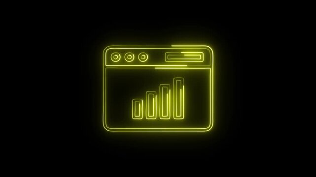 Analytics Chart Icon Animation with Glowing Lines on Black Background