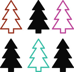 Fototapeta premium Set of colorful stylized christmas trees vector icons
