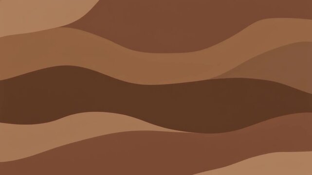 Abstract Brown Chocolate Wave Background with Desert Sand Dune Curves and Warm Sunset Landscape Vector Illustration Wallpaper