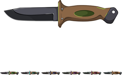 Fototapeta premium equipment military knife cartoon. equipment military knife sign colorful illustration