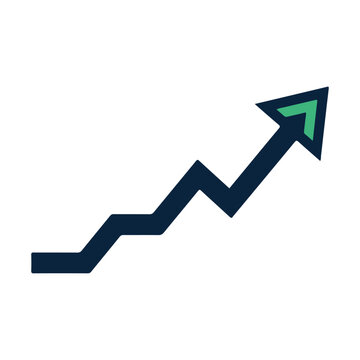 Upward Business Growth Line Chart With Green Arrow Vector Design.