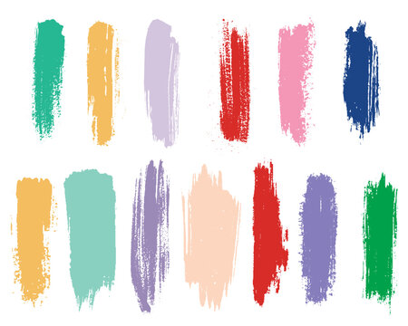 Set of colorful watercolor brush strokes