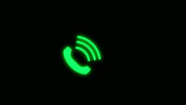 Glowing Green Telephone Symbolizing Communication and Connectivity on a Dark Background with Subtle Radio Waves Emanating from the Receiver Indicating an Incoming or Outgoing Call or Signal