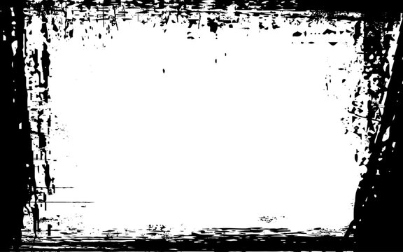 Abstract Decorative Black & White Photo Frame. Type Text Inside, Use as Overlay or for Layer.