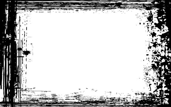 Scratched Frame. Grunge Urban Background Texture Vector. Dust Overlay. Distressed Grainy Grungy Framing Effect. Distressed Backdrop Vector Illustration