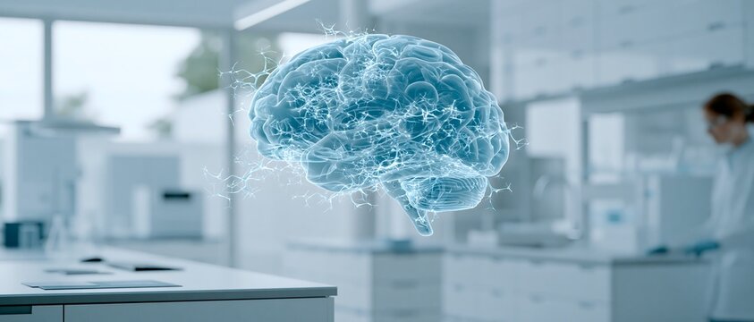 Digital human brain with active neural impulses representing neurodiversity, ADHD, autism spectrum research, cognitive differences and modern neuroscience