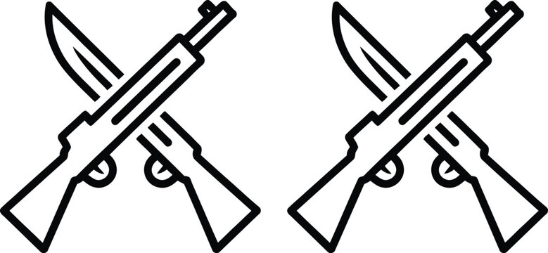 Two crossed rifles with bayonets vector icon
