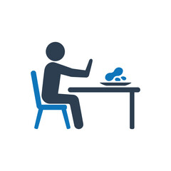 Fototapeta premium Man Refusing Food at Dinner Table Peanut Allergy Icon