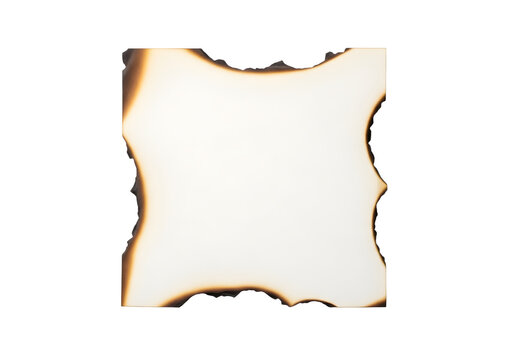 Burnt paper edge texture isolated on white background