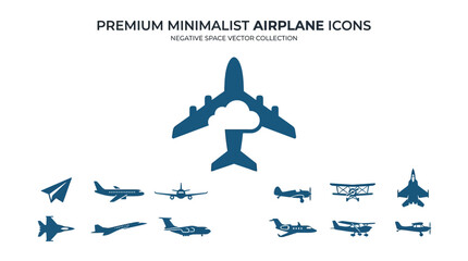 Minimalist Airplane Icons Collection - Aviation Vector Graphics © kiarev