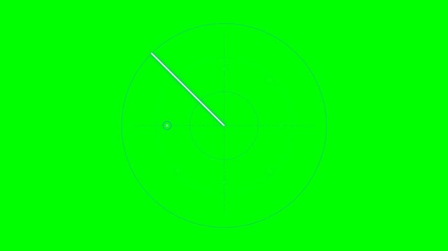 Minimalist clock face animation with a rotating hand on a green background
