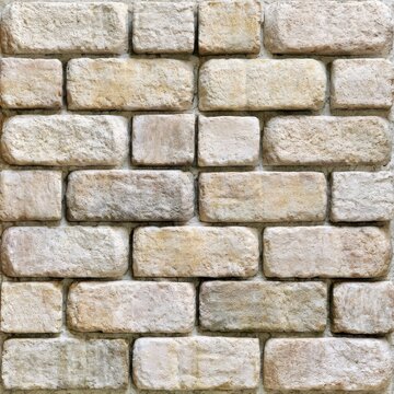 Uniform stone brick wall with textured surface and mortar joints