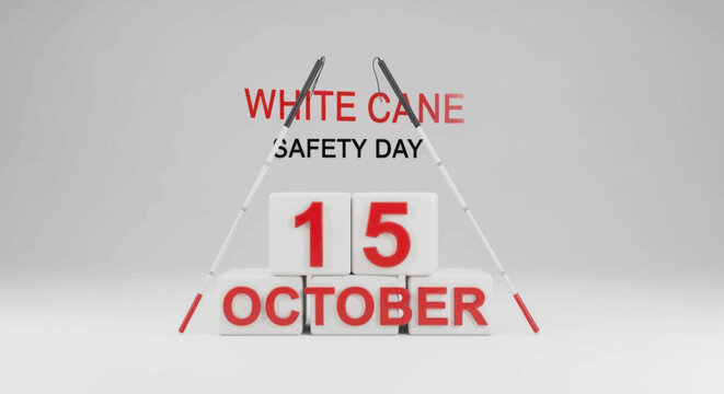 White cane safety day concept with calendar date