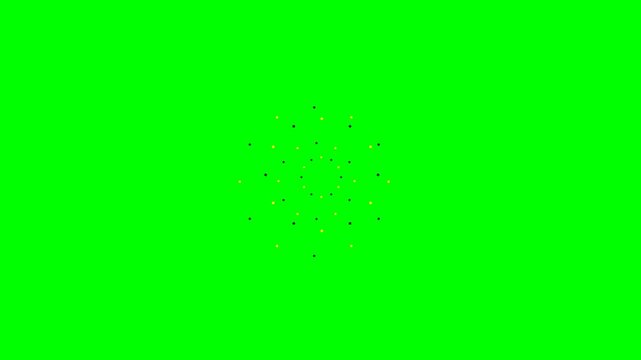 Abstract circular geometric pattern of dots against a bright green background
