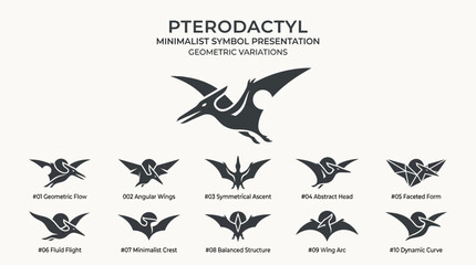 Pterodactyl Minimalist Symbol Presentation - Geometric Variations © kiarev