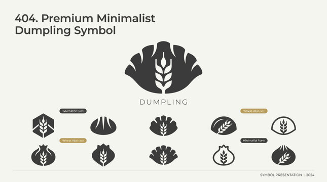 Minimalist Dumpling Icons Set - Wheat Grain Food Symbol Collection