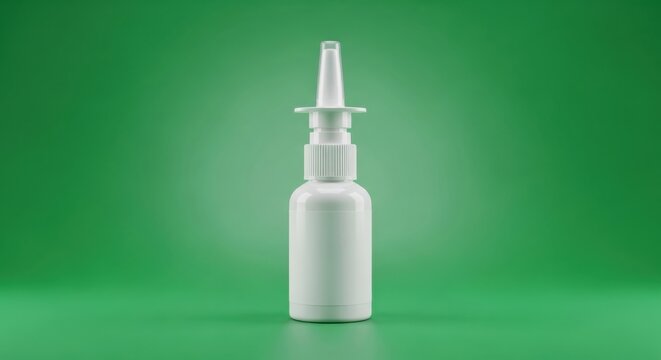 Medical Nasal Spray Dispenser for Allergy Relief and Sinus Congestion Treatment Pharmaceutical Packaging Concept for Healthcare Solutions and Personal Wellness Administration.