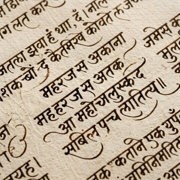 Handwritten Hindi script on aged paper for Hindi Diwas celebration
