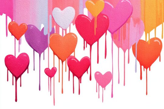 Glossy dripping hearts group for creative design templates and branding