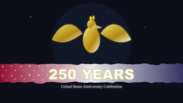 Eagle icon centered above the text two hundred fifty years marks the upcoming United States anniversary celebration.