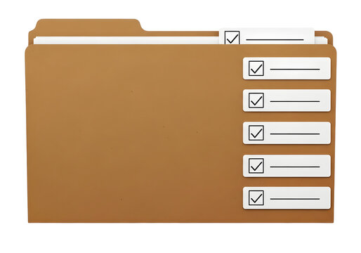 Organized file folders with checkmarks isolated on white background