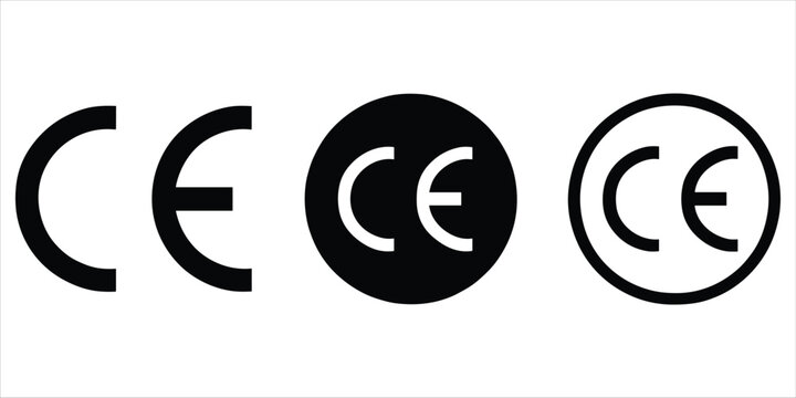 CE Mark Logos In Different Styles On White Background Keywords: CE mark, certification, conformity, European, symbol, logo