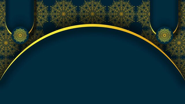 Islamic Background with Gold Arch and Mandala Pattern for Ramadan and Eid Mubarak.