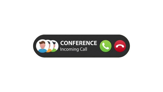 Conference Incoming Call Animation with Caller Avatar and Action Buttons &ndash; Ideal for Business Meetings, Team Collaboration Apps, Mobile UI, Corporate Communication, and Video Conferencing Projects