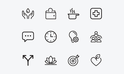 Fototapeta premium Life skills line editable line editable icon set