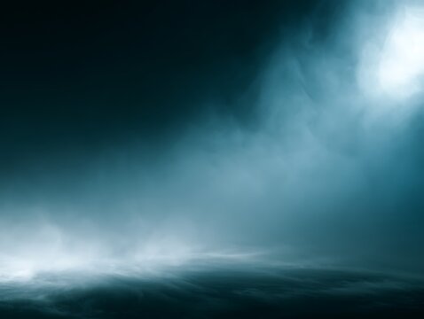 Dramatic stormy sky with sunbeam through clouds