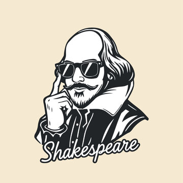 Cool William Shakespeare with Sunglasses Vector Illustration