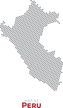 Map of Peru. Dotted map highlighting the country's most important cities