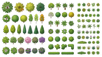Fototapeta premium Top View Trees and Plants CAD Block Pack for AutoCAD Architectural Landscape Plans and Garden Design