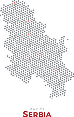 Fototapeta premium Map of Serbia. Dotted map highlighting the country's most important cities