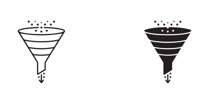 marketing funnel diagrams showing conversion process with dots representing leads and customer flow