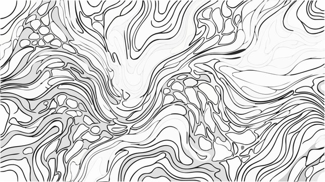 Black and White Fluid Art Background Vector Illustration, Abstract Wavy Lines and Organic Shapes, Coloring Page Design Element, EPS File
