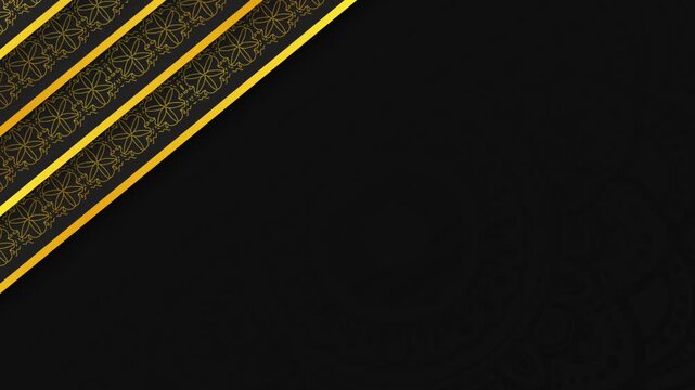 Luxury Islamic Background with Elegant Gold Geometric Pattern and Black Copy Space for Ramadan Eid.