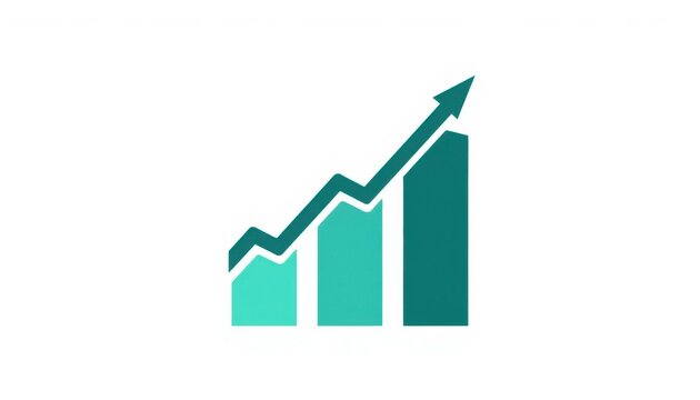 Business growth bar chart icon. Financial success graph showing upward trend and progress.