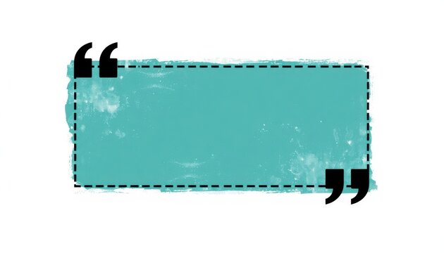 Teal quote box with black quotation marks. Blank speech bubble for text and design copy.