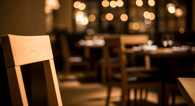 Warm and Inviting Restaurant Interior with Cozy Lighting and Empty Chairs at Evening in an Urban Dining Space