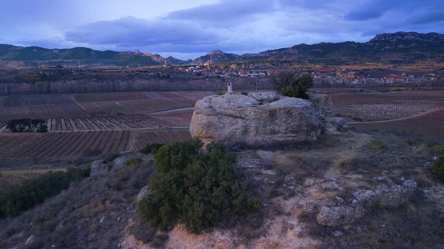 Aerial view from a drone of the Celtiberian Sanctuary of Jarrero in Haro, in the Autonomous Community of La Rioja, Spain. Europe