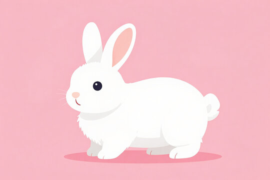 Charming White Rabbit Joyfully Hopping Through Lush Green Grass Under Soft Morning Light, Embodying Playfulness and Innocence