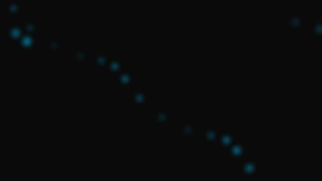 A sequence of soft blue glowing light orbs arranged on a dark background