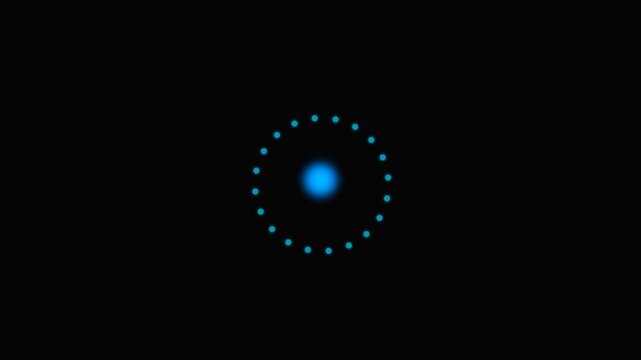 A glowing blue orb surrounded by a circular pattern of small light dots