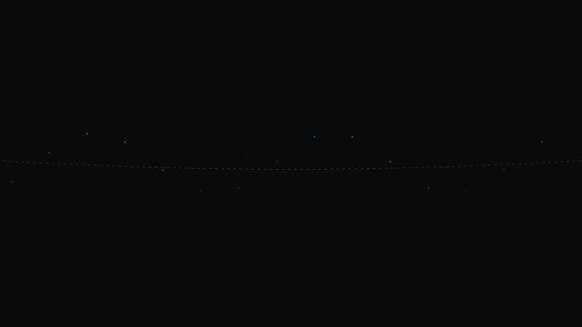 A sequence of blue data points plotted against a stark black background