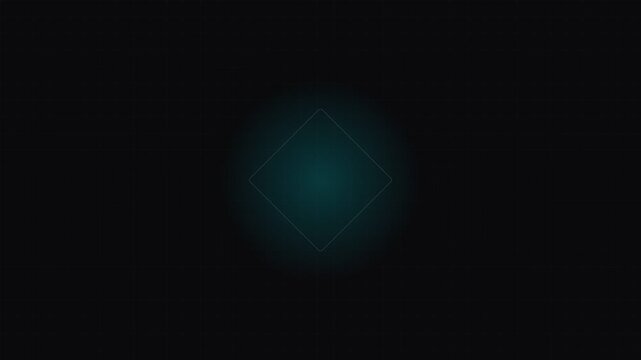 Minimalist blue glowing square frame set against a deep black background